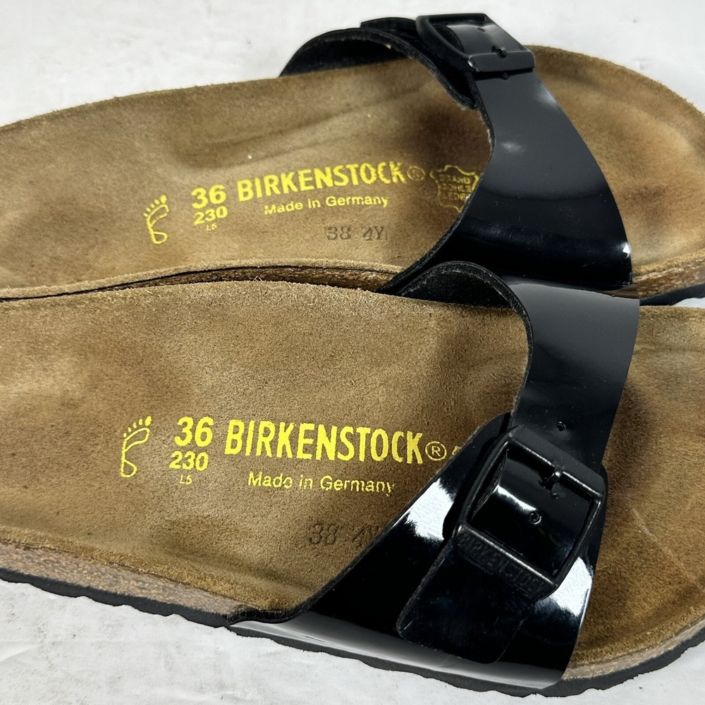 BIRKENSTOCK MADRID SANDALS- PATENT BLACK, SIZE EU 36 USL 5 USM 3 UK 3.5 - Picture 4 of 7